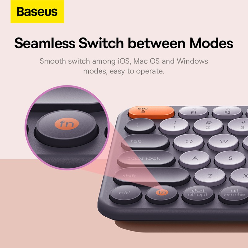 Buy Baseus Wireless Keyboard Tri-Mode Gray - K01A - Wireless Keyboard Tri-Mode Gray in Cyprus, Nicosia, Limassol, Larnaka, Pafos