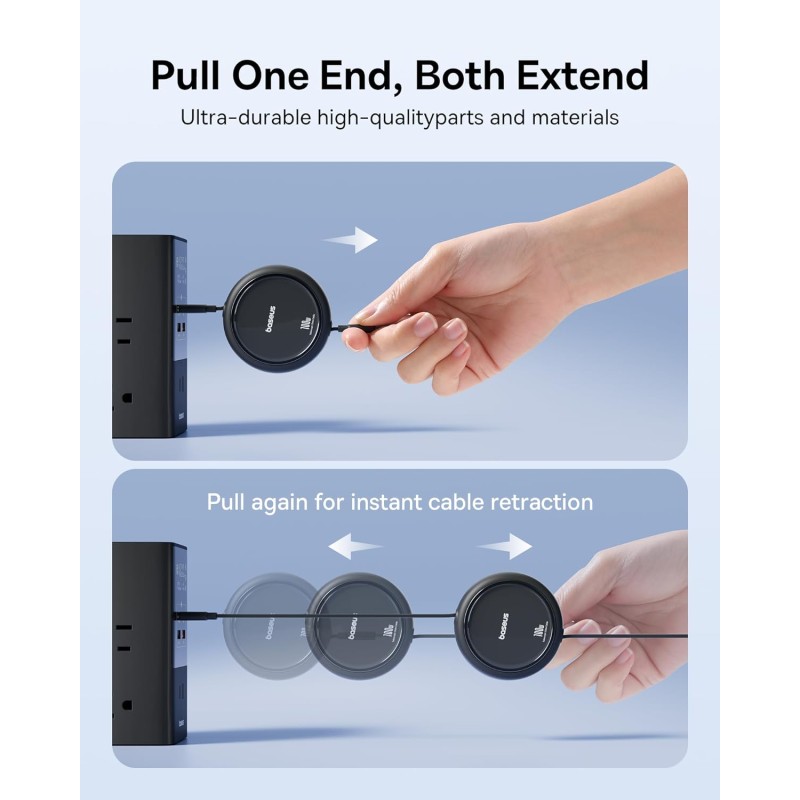 Buy Baseus Cable USB-C to USB-C Free2Draw Retractable Cable 100W 1m Black - USB-... in Cyprus, Nicosia, Limassol, Larnaka, Pafos