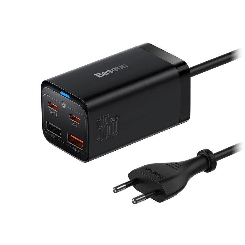 Buy Baseus Charger Desktop - 65W 2C+2U EU+100W USB-C Cable Black in Cyprus, Nicosia, Limassol, Larnaka, Pafos