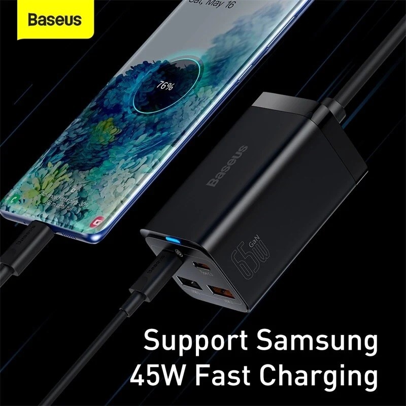 Buy Baseus Charger Desktop - 65W 2C+2U EU+100W USB-C Cable Black in Cyprus, Nicosia, Limassol, Larnaka, Pafos