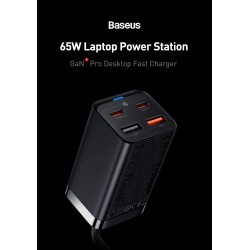 Buy Baseus Charger Desktop - 65W 2C+2U EU+100W USB-C Cable Black in Cyprus, Nicosia, Limassol, Larnaka, Pafos