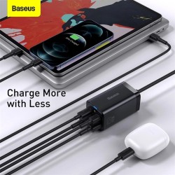 Buy Baseus Charger Desktop - 65W 2C+2U EU+100W USB-C Cable Black in Cyprus, Nicosia, Limassol, Larnaka, Pafos