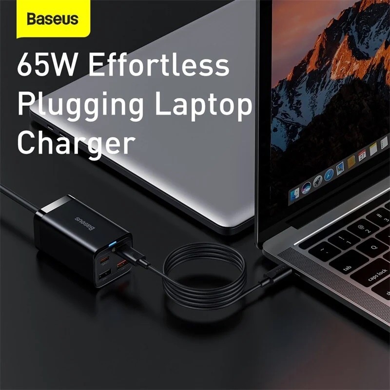 Buy Baseus Charger Desktop - 65W 2C+2U EU+100W USB-C Cable Black in Cyprus, Nicosia, Limassol, Larnaka, Pafos