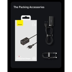 Buy Baseus Charger Desktop - 65W 2C+2U EU+100W USB-C Cable Black in Cyprus, Nicosia, Limassol, Larnaka, Pafos