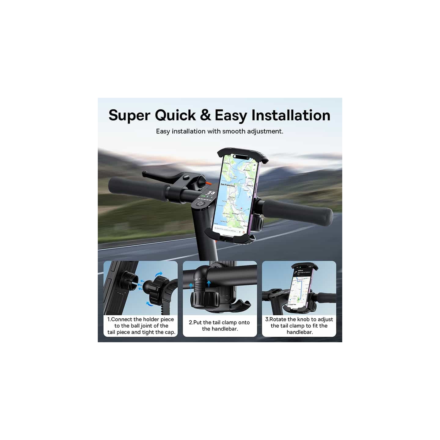 Baseus VA Motorcycle Bicycle Scooter Phone Holder - QUICKGO — Buy in Cyprus with Fast Delivery