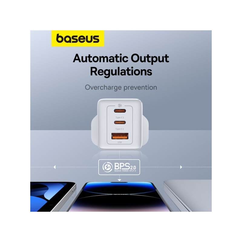 Buy Baseus Charger Wall 65W USB-Cx2 USB-A UK+100W USB-C Cable White - 65W, USB-C... in Cyprus, Nicosia, Limassol, Larnaka, Pafos