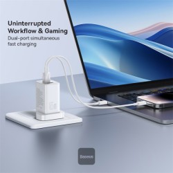 Buy Baseus Charger Wall 65W USB-Cx2 USB-A UK+100W USB-C Cable White - 65W, USB-C... in Cyprus, Nicosia, Limassol, Larnaka, Pafos