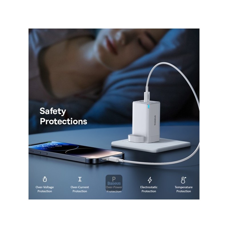 Buy Baseus Charger Wall 65W USB-Cx2 USB-A UK+100W USB-C Cable White - 65W, USB-C... in Cyprus, Nicosia, Limassol, Larnaka, Pafos