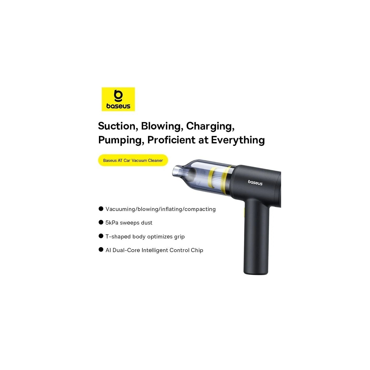 Baseus VA Vacuum Cleaner Car - 5000pa Black — Buy in Cyprus with Fast Delivery