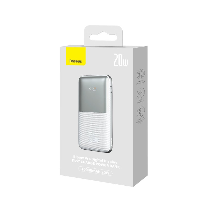 Buy Baseus Powerbank - 20W 10000mAh - Display Bipow Pro White in Cyprus, Nicosia, Limassol, Larnaka, Pafos