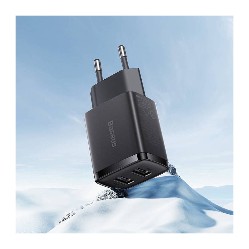 Buy Baseus Charger Wall - 10.5W, 2xUSB-A, EU, Black in Cyprus, Nicosia, Limassol, Larnaka, Pafos