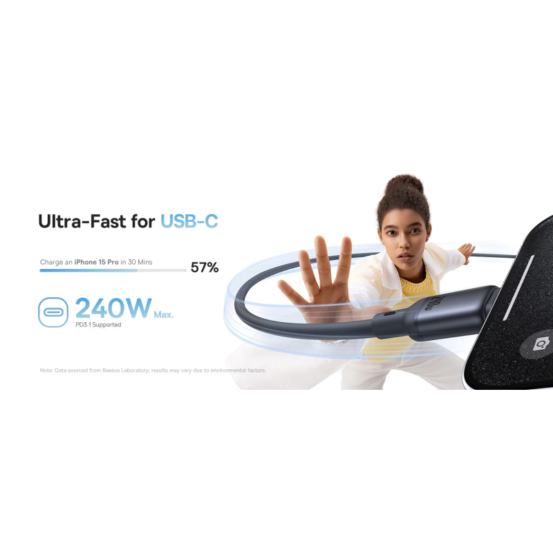 Buy Baseus Cable USB-C to USB-C PicoGo Magnetic Silicone - 240W - 1.0m - Black in Cyprus, Nicosia, Limassol, Larnaka, Pafos