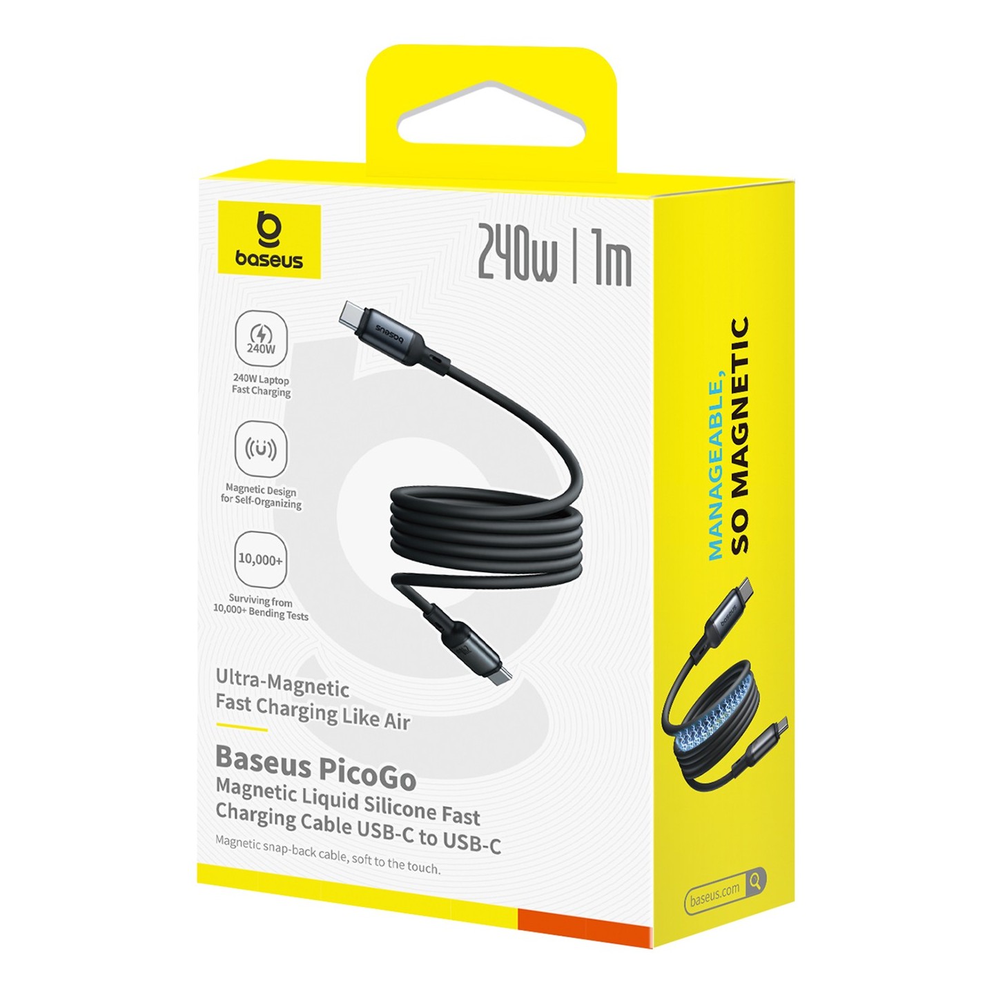 Baseus PicoGo Magnetic USB-C to USB-C Cable 240W 1.0m Black (Boxed) — Buy in Cyprus with Fast Delivery