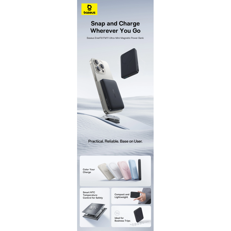 Buy Baseus EnerFill Ultra Wireless Powerbank - FM11 - 22.5W 10000mAh White in Cyprus, Nicosia, Limassol, Larnaka, Pafos
