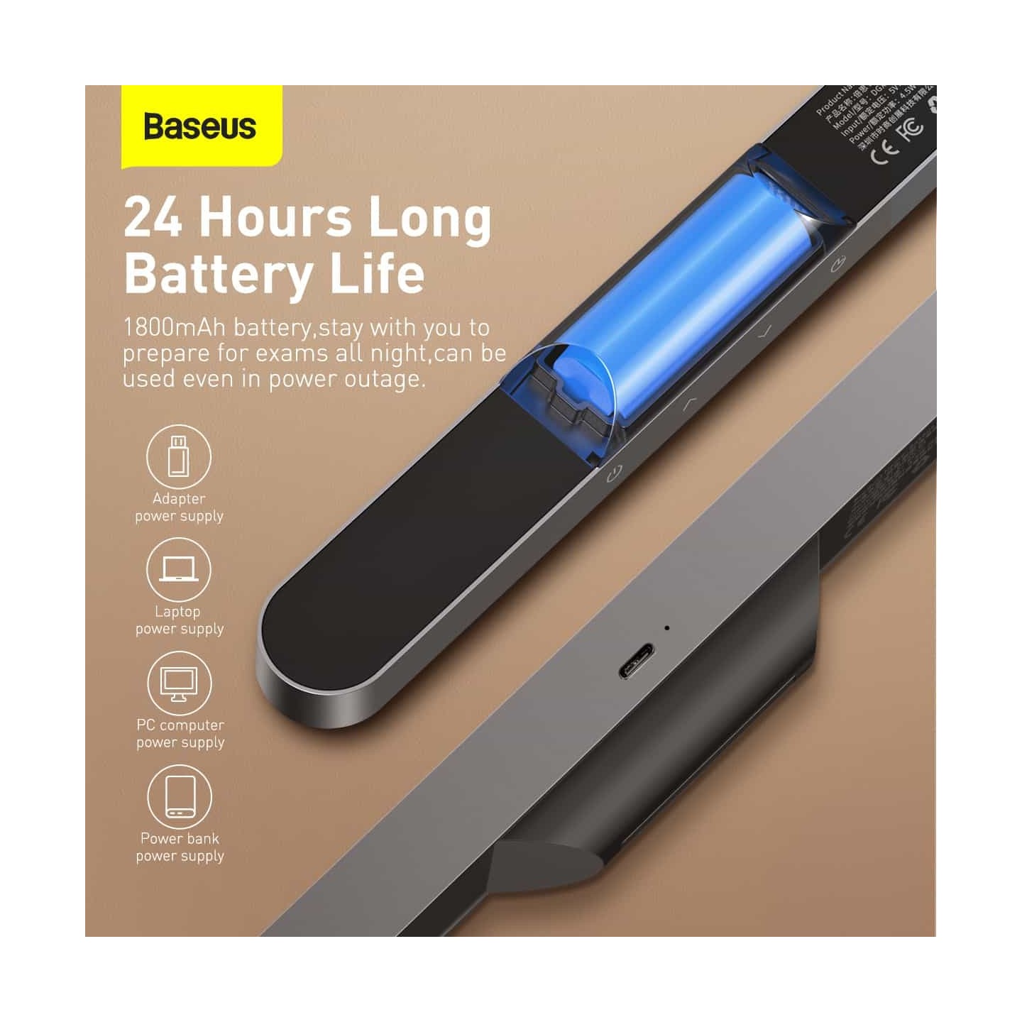 Baseus Magnetic Rechargeable LED Lamp - DGXC-02 - Grey — Buy in Cyprus with Fast Delivery