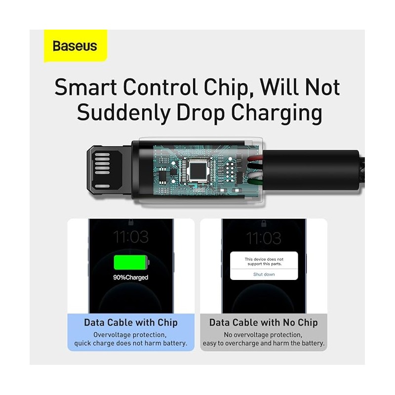 Buy Baseus Cable - Lightning to USB-A - Tungsten Gold - 1.0m - Black in Cyprus, Nicosia, Limassol, Larnaka, Pafos