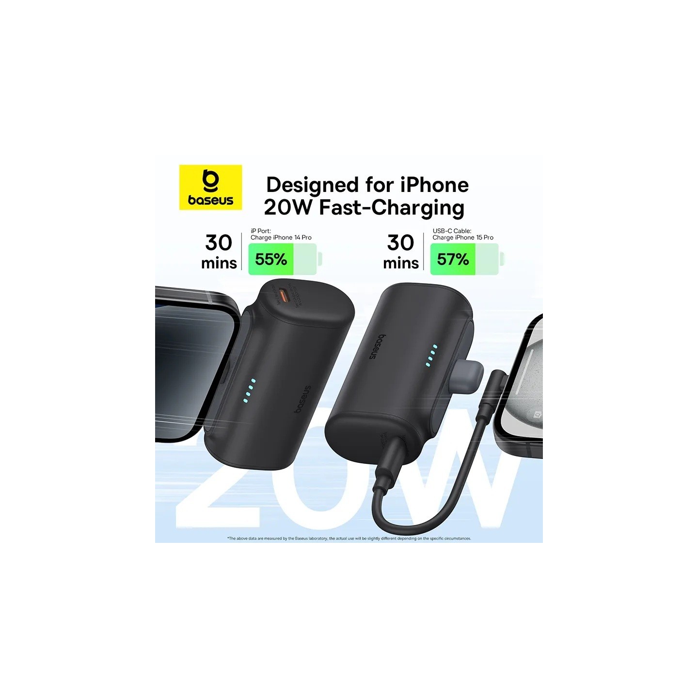 Baseus Powerbank - 20W 5000mAh Plug-In Lightning 20W Black — Buy in Cyprus with Fast Delivery