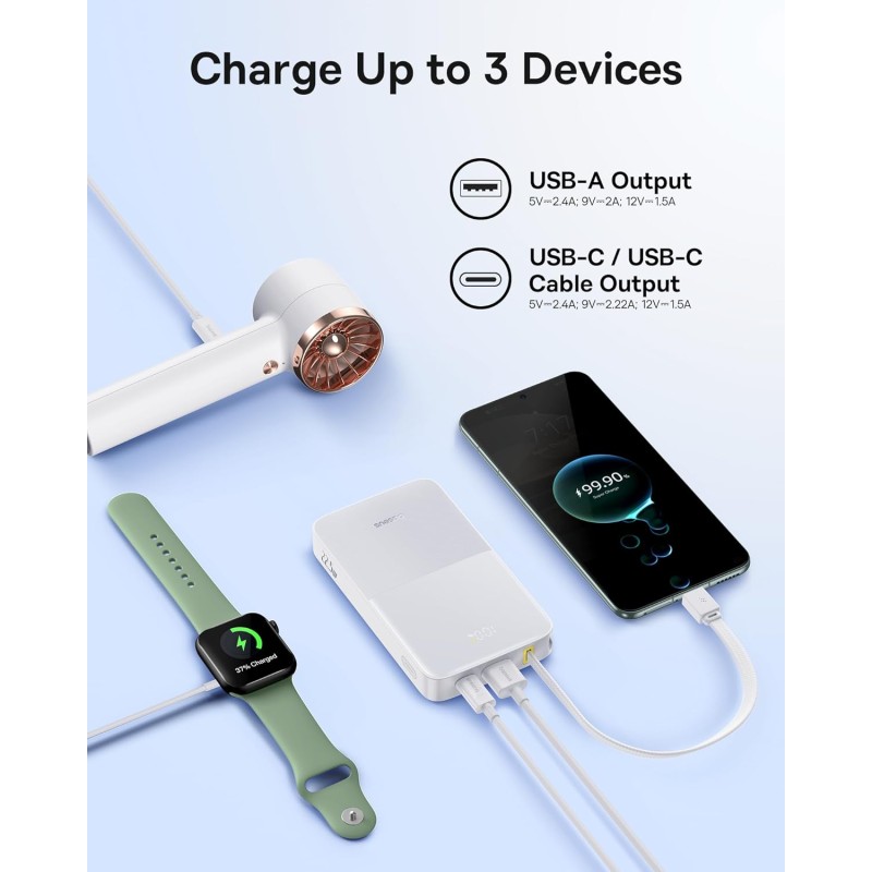 Buy Baseus Powerbank - FC51 - 22.5W 10000mAh + Display EnerFill Bipow2 Pro White in Cyprus, Nicosia, Limassol, Larnaka, Pafos