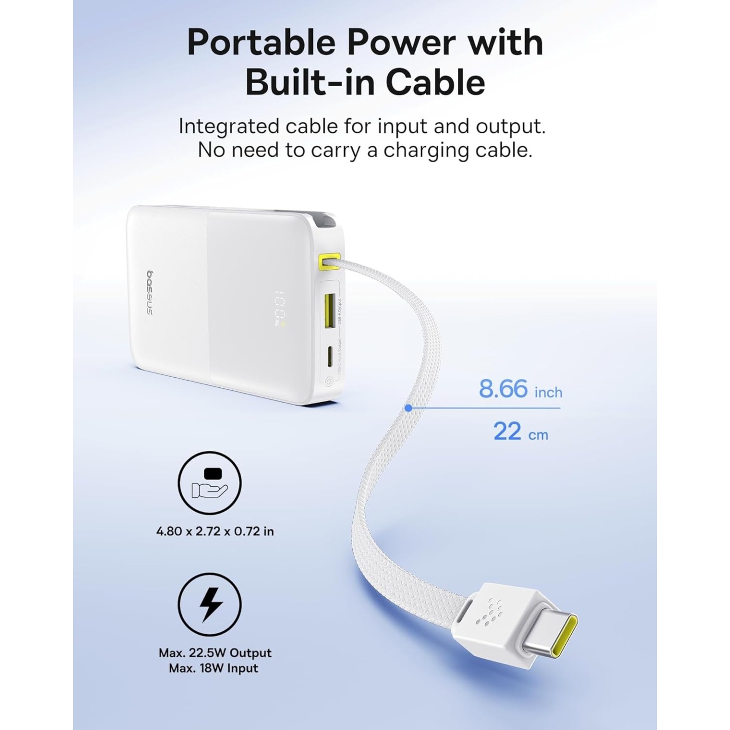 Baseus Powerbank - FC51 - 22.5W 10000mAh + Display EnerFill Bipow2 Pro White — Buy in Cyprus with Fast Delivery