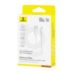 Baseus Silky Series USB-C to USB-A 1m 100W White (Boxed) — Buy in Cyprus with Fast Delivery
