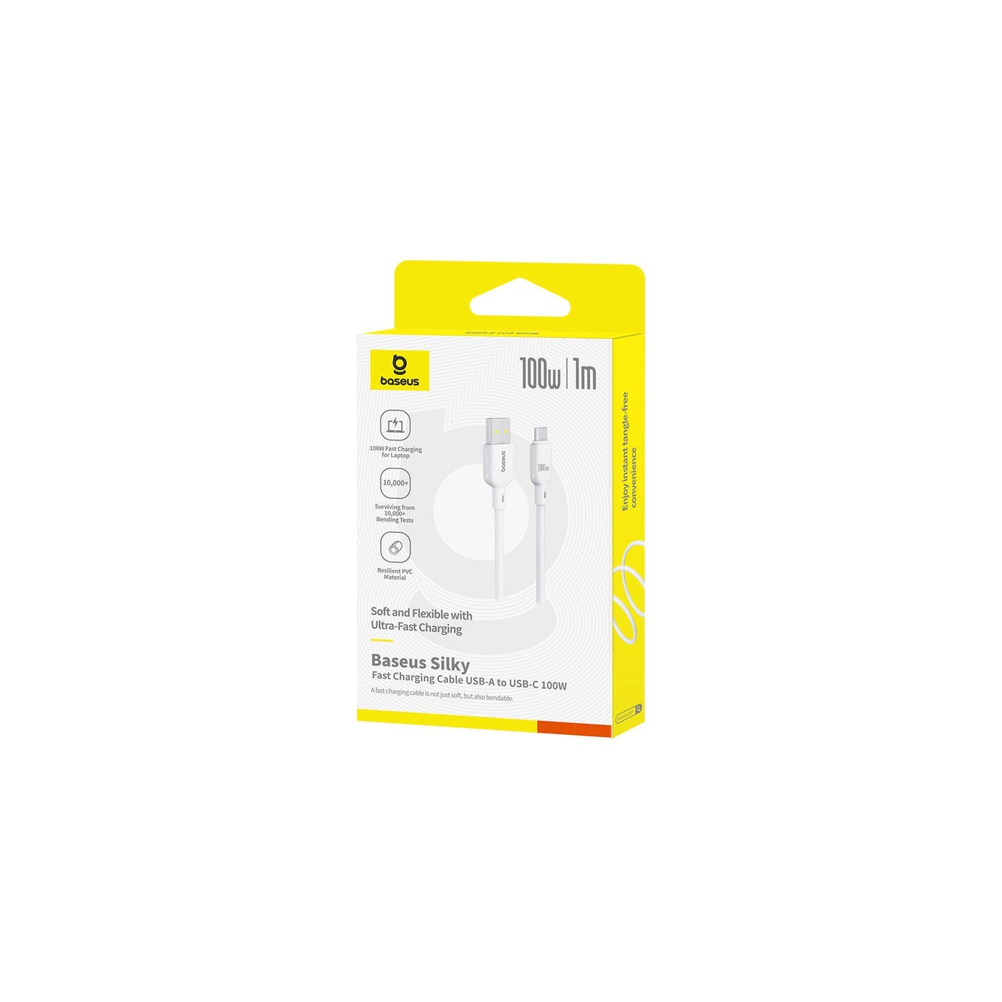 Baseus Silky Series USB-C to USB-A 1m 100W White (Boxed) — Buy in Cyprus with Fast Delivery