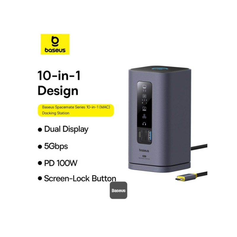 Buy Baseus Spacemate Series 10-in-1 Docking Station Dual Display for MAC - 10-in... in Cyprus, Nicosia, Limassol, Larnaka, Pafos