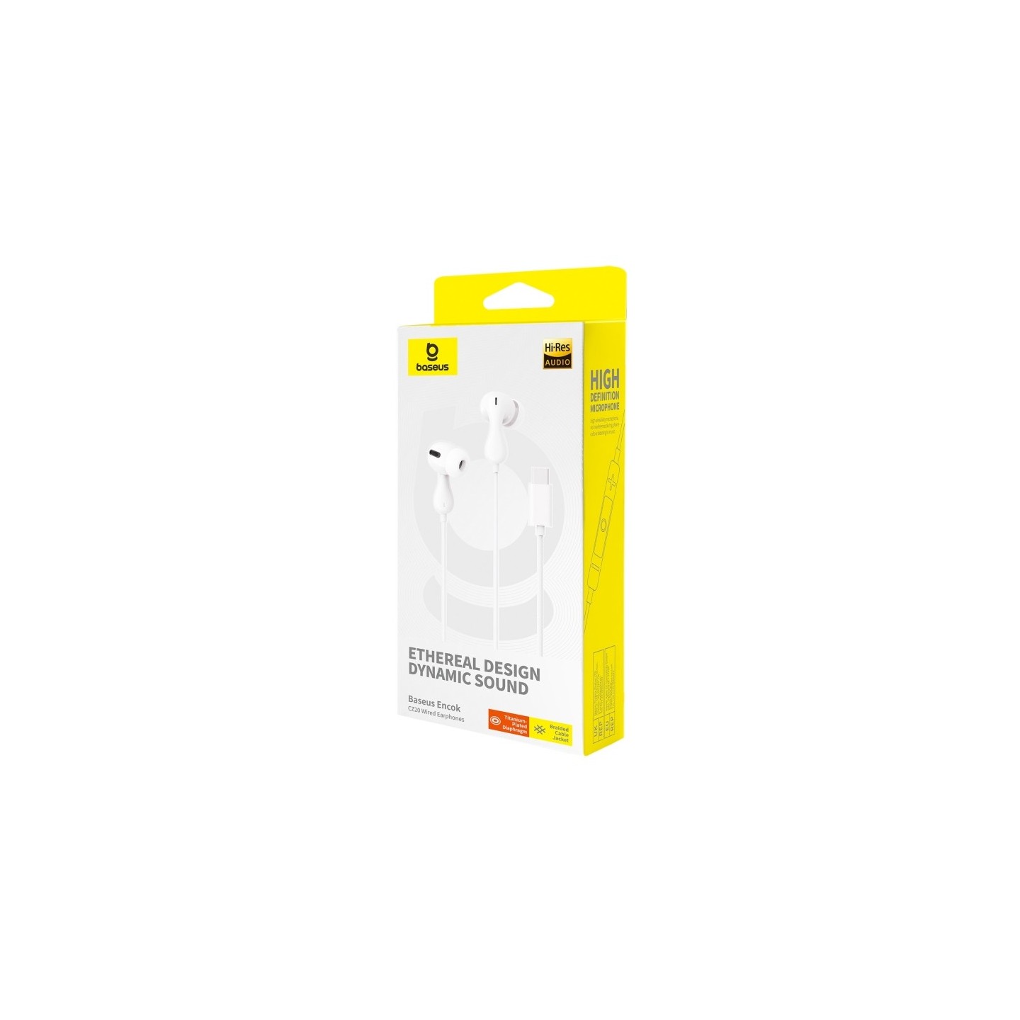 Baseus Headphones In Ear Wired Type C HiRes - CZ20 - White — Buy in Cyprus with Fast Delivery
