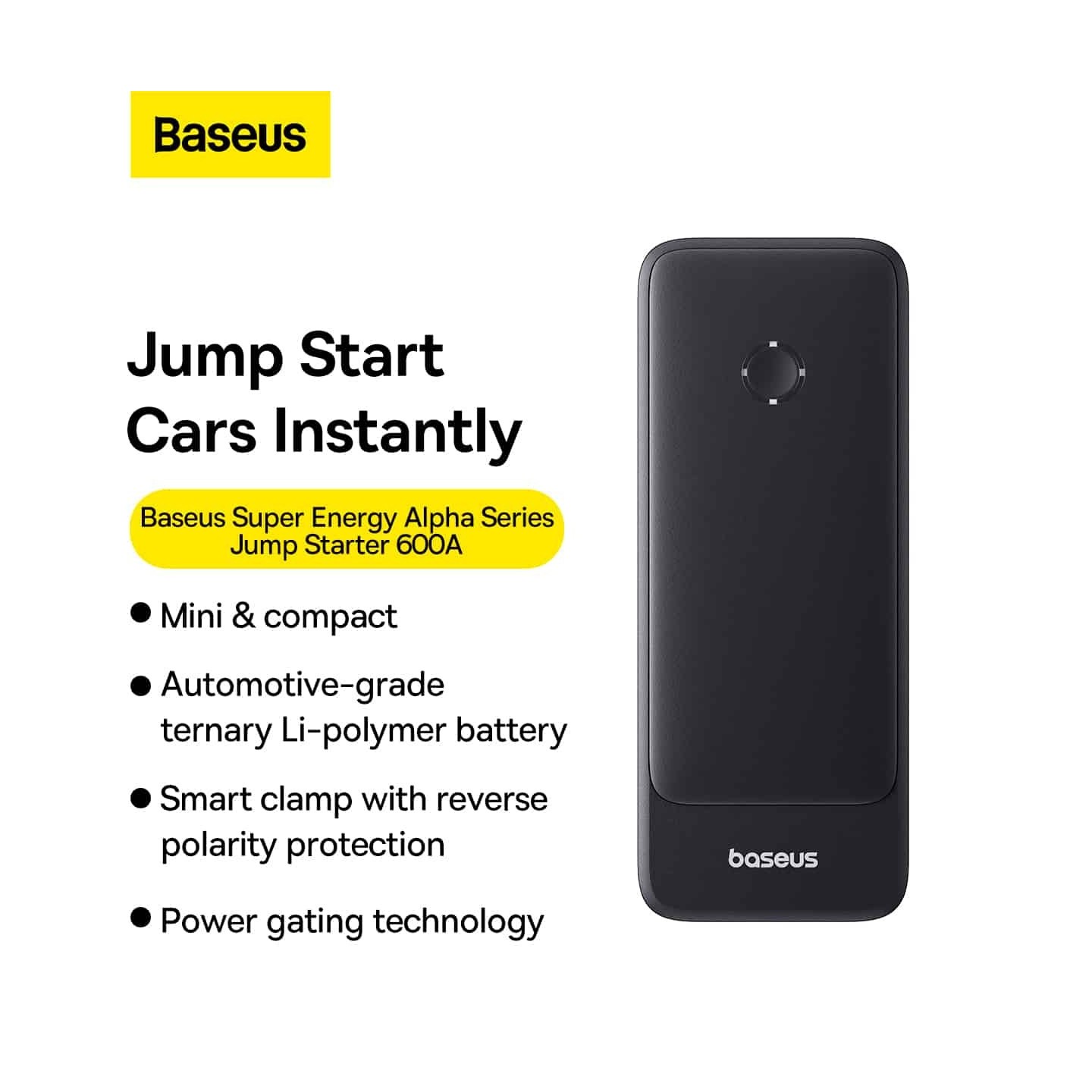 Baseus Car Jump Start Booster & Powerbank - ALPHA Black - 6000mAh - 600A — Buy in Cyprus with Fast Delivery