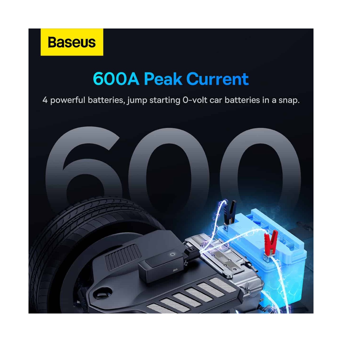 Baseus Car Jump Start Booster & Powerbank - ALPHA Black - 6000mAh - 600A — Buy in Cyprus with Fast Delivery