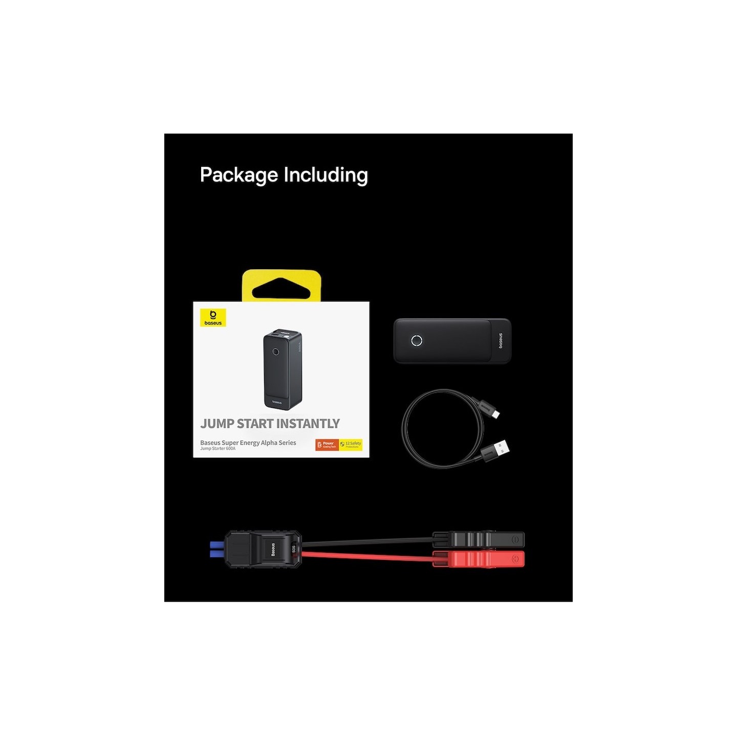 Baseus Car Jump Start Booster & Powerbank - ALPHA Black - 6000mAh - 600A — Buy in Cyprus with Fast Delivery