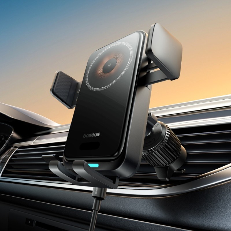 Buy Baseus Car Charger - Wireless AirVent Wisdom Pro Auto Coil Alignment 15W Black in Cyprus, Nicosia, Limassol, Larnaka, Pafos