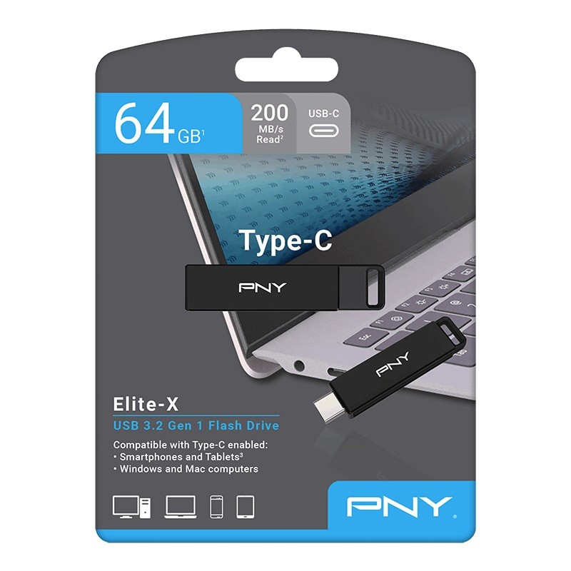 Buy PNY Flash Drive Elite-X USB 3.2 Stick 64GB Capless Slider Black - FDI64GELTX... in Cyprus, Nicosia, Limassol, Larnaka, Pafos