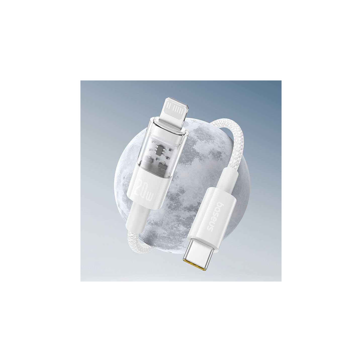 Baseus Cable Lightning to USB-C Gem Series - 2.0m 20W White — Buy in Cyprus with Fast Delivery