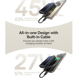Buy Baseus Powerbank - Wireless 45W 10000mAh NOMOS Qi2-Stand Black in Cyprus, Nicosia, Limassol, Larnaka, Pafos