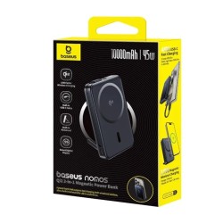 Buy Baseus Powerbank - Wireless 45W 10000mAh NOMOS Qi2-Stand Black in Cyprus, Nicosia, Limassol, Larnaka, Pafos