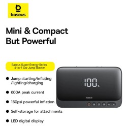 Buy Baseus Car Jump Start Booster & Powerbank + Inflator - 6000mAh 600A SUPER EN... in Cyprus, Nicosia, Limassol, Larnaka, Pafos
