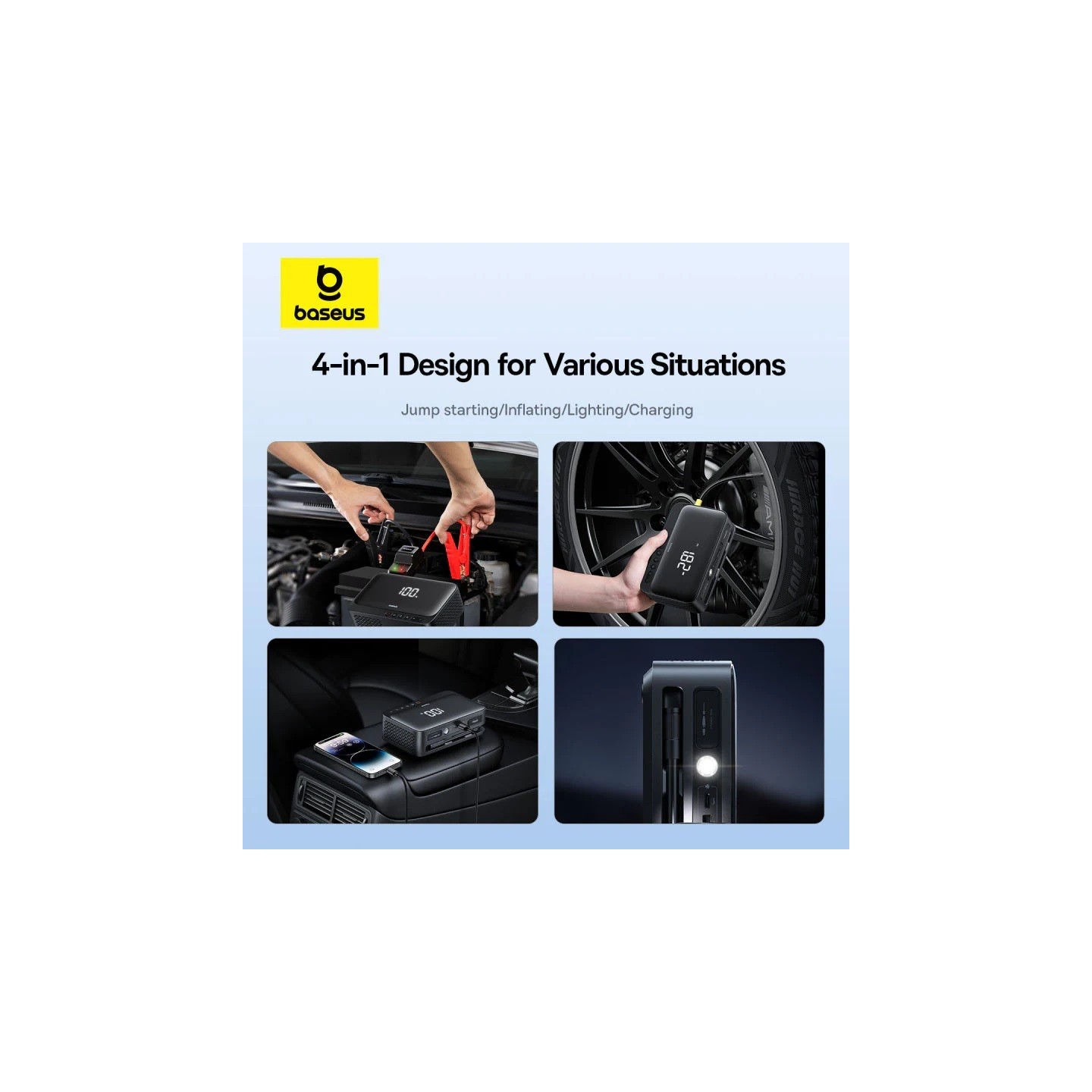 Baseus Car Jump Start Booster & Powerbank + Inflator - 6000mAh 600A SUPER ENERGY — Buy in Cyprus with Fast Delivery