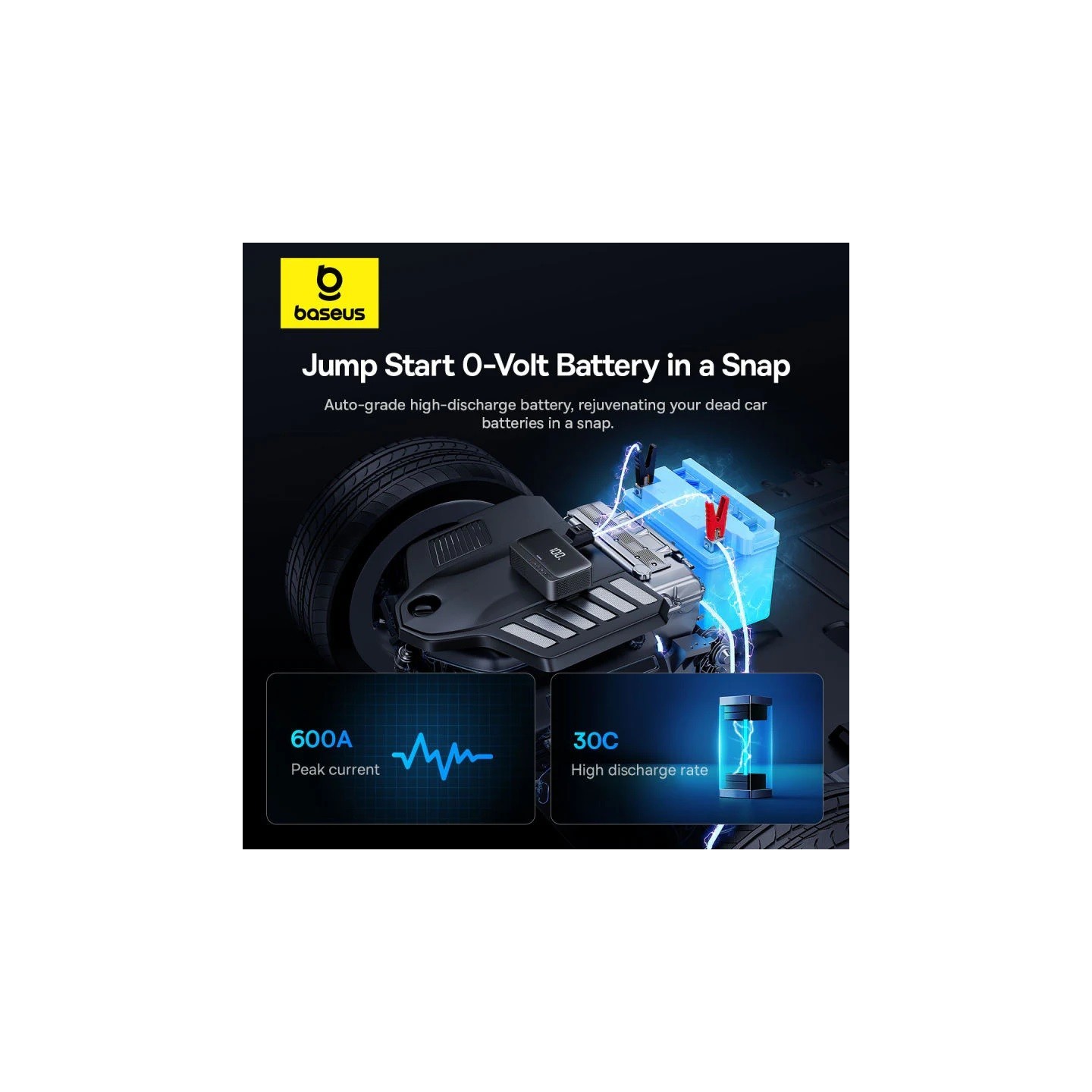 Baseus Car Jump Start Booster & Powerbank + Inflator - 6000mAh 600A SUPER ENERGY — Buy in Cyprus with Fast Delivery