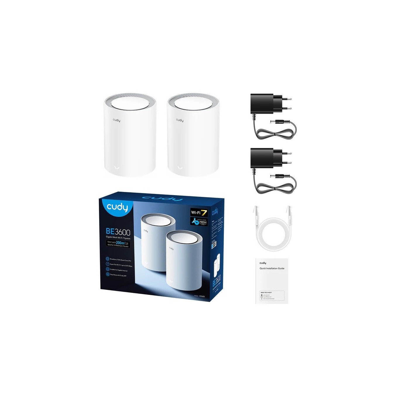 Cudy M3600 BE3600 Dual Band Wi-Fi 7 Mesh System 2-Pack – 3.6 Gbps 3000 sq.ft | Armenius Store