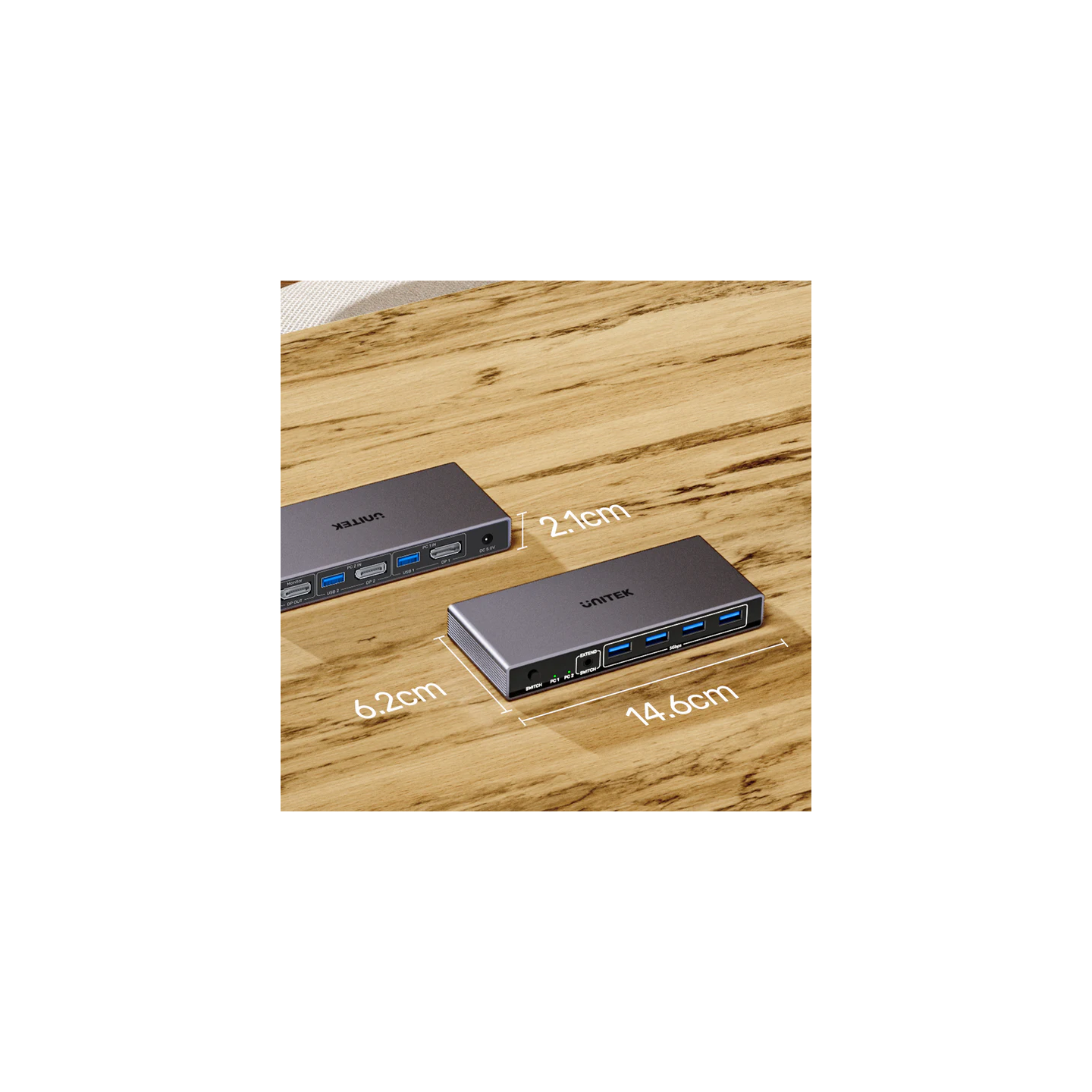 Unitek KVM DisplayPort Switch 2-1 8K60Hz with 4-Port USB 3.0 - V1310A - KVM DisplayPort Switch 2-1 8K60Hz with 4-Port USB 3.0