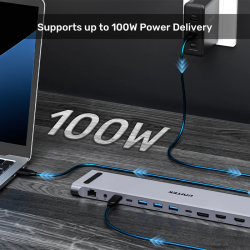 Unitek D1106A USB-C KVM Docking Station Triple 4K Display 100W PD — Armenius Store Cyprus