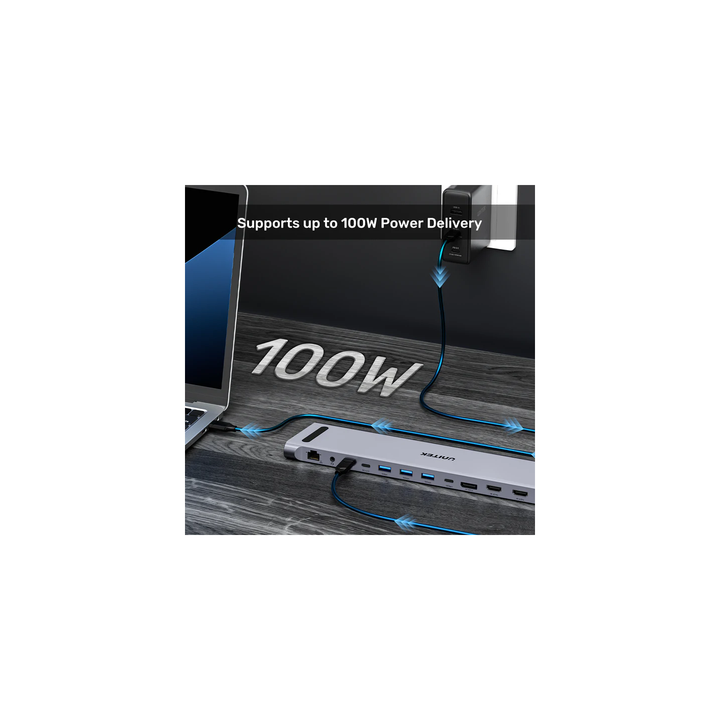 Unitek USB-C Docking Station & 2-Port KVM 10Gbps Triple Display - D1106A - Connect 2 PCs to 3 Monitors