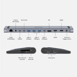 Unitek D1106A USB-C KVM Docking Station Triple 4K Display 100W PD — Armenius Store Cyprus