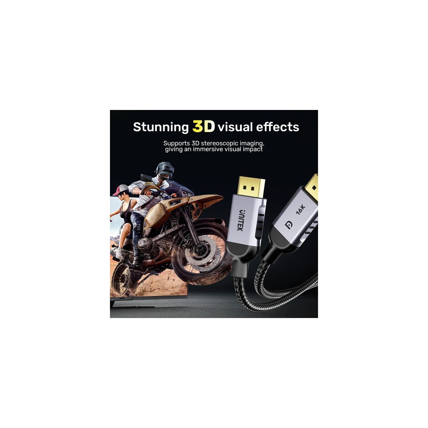 Unitek DisplayPort 2.1 Cable - 8K 120Hz 2.0m — Buy in Cyprus with Fast Delivery