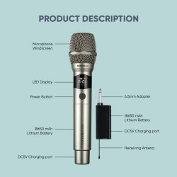 Buy SonicGear Microphone Wireless - WM 3000UL - 2xHandsets DUAL Palladium in Cyprus, Nicosia, Limassol, Larnaka, Pafos