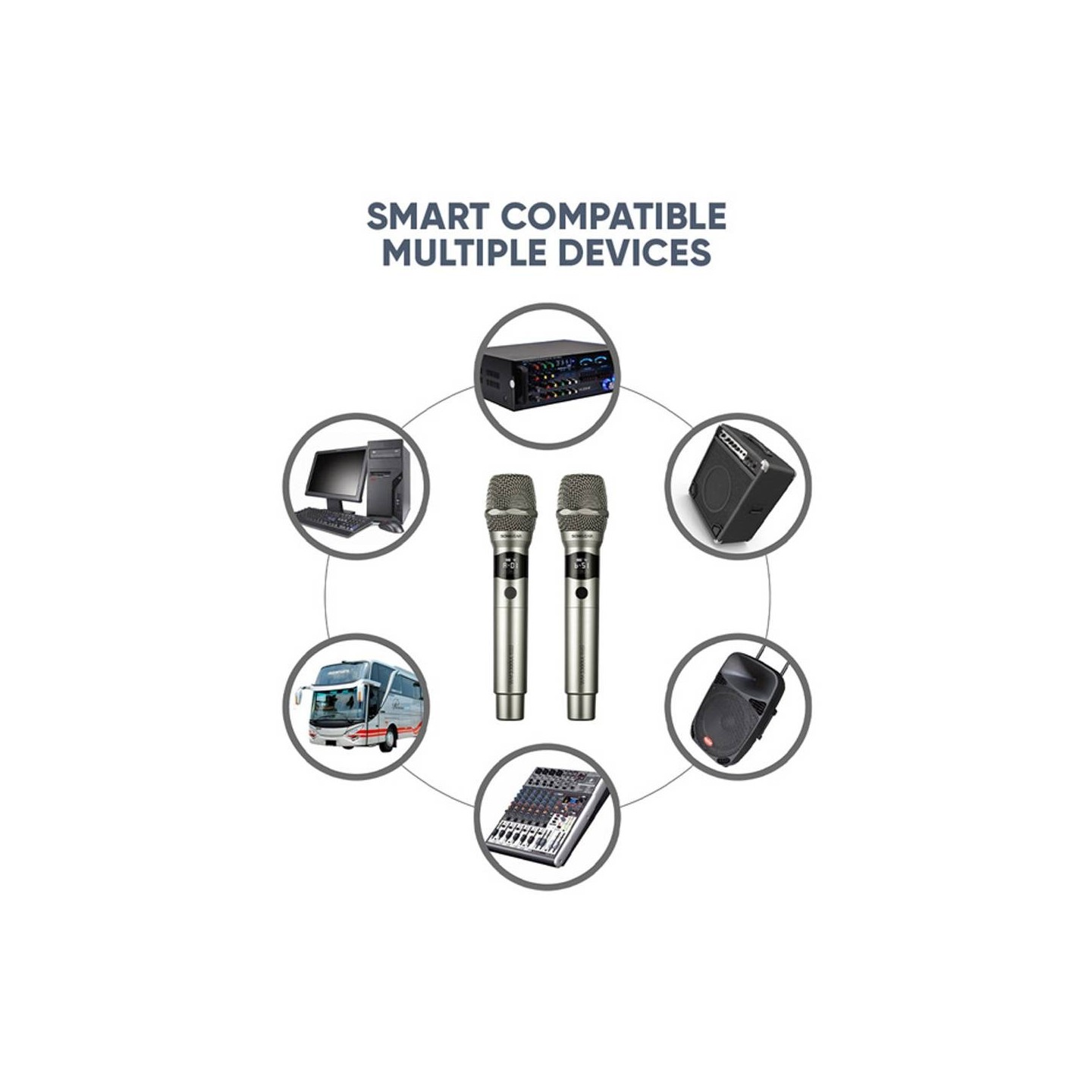 SonicGear Microphone Wireless - WM 3000UL - 2xHandsets DUAL Palladium — Buy in Cyprus with Fast Delivery