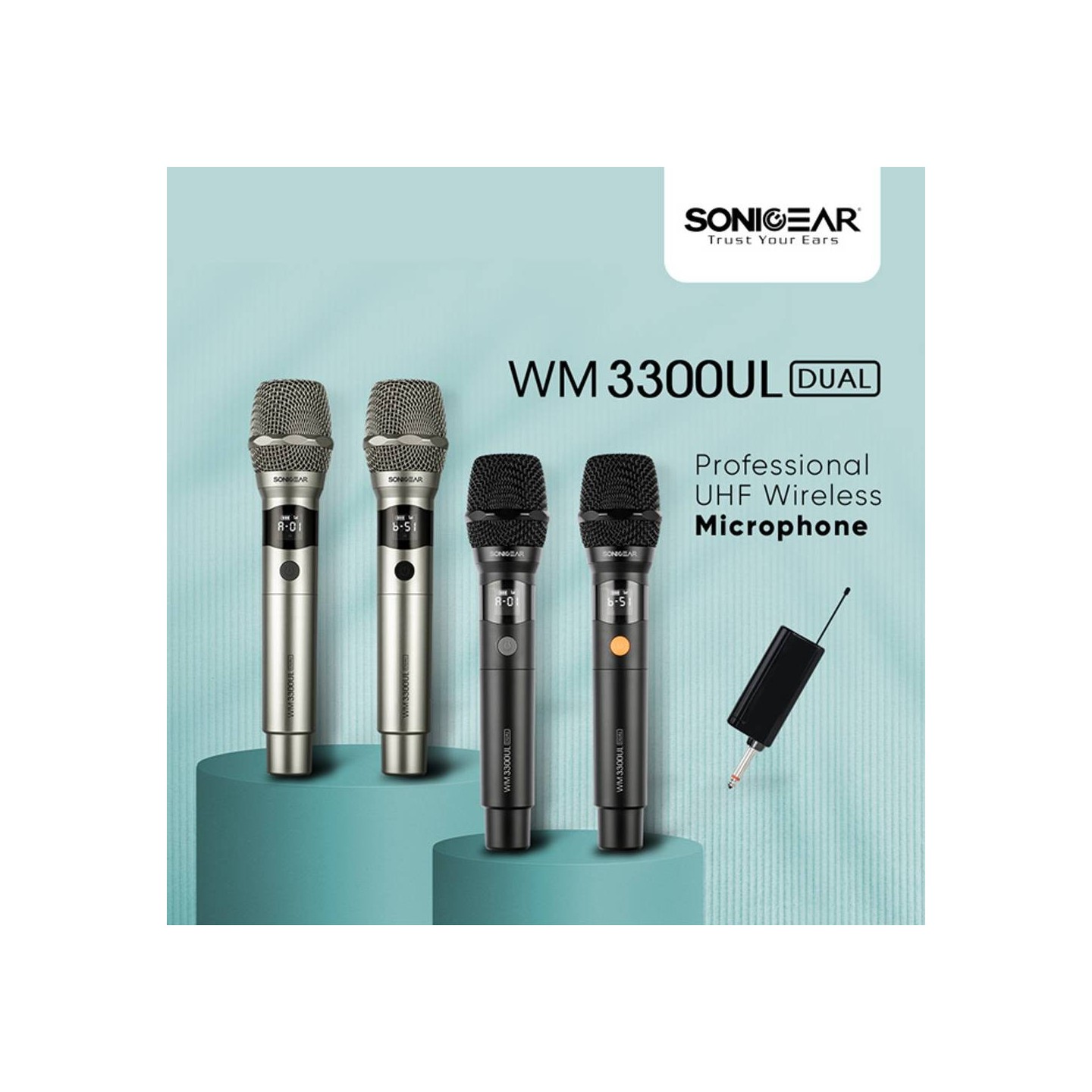 SonicGear Microphone Wireless - WM 3000UL - 2xHandsets DUAL Palladium — Buy in Cyprus with Fast Delivery