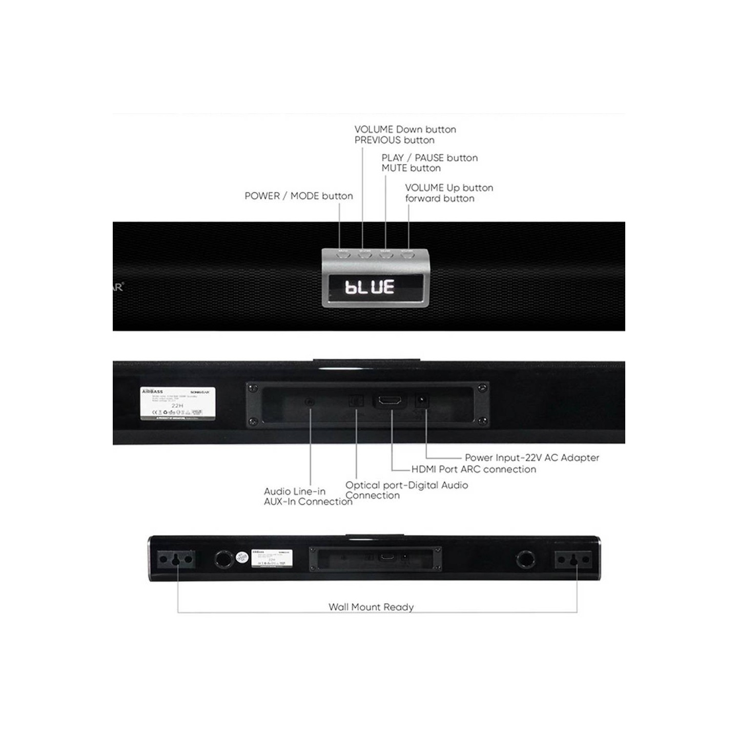SonicGear SONICBAR - 5300BT - 140W Soundbar with Wireless SubWoofer BT & HDMI — Buy in Cyprus with Fast Delivery