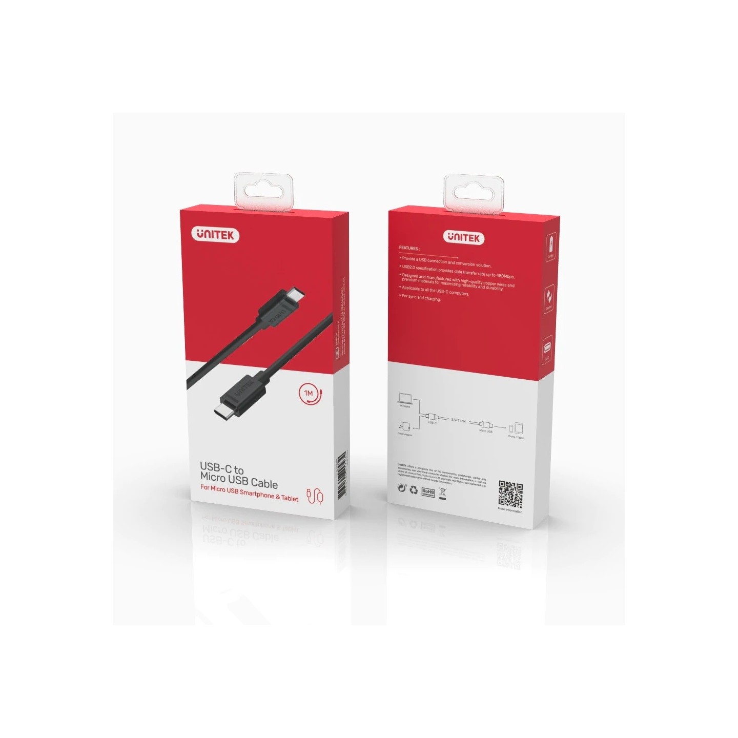 Unitek Y-C473BK USB-C 2.0 to Micro USB Cable 1m Black (Boxed) — Buy in Cyprus with Fast Delivery