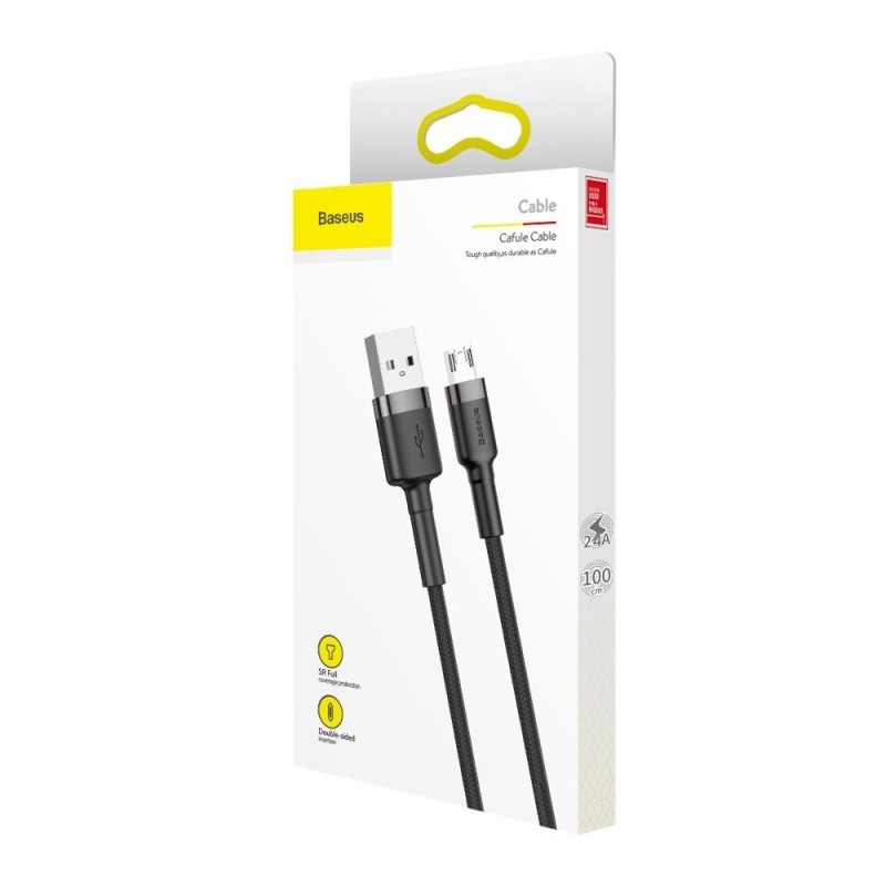 Buy Baseus Cafule Braided MicroUSB Cable - 2.4A - 1.0 m - Gray in Cyprus, Nicosia, Limassol, Larnaka, Pafos